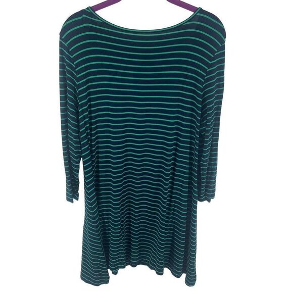 Soft Sorroundings Women's Striped tunic 3/4 Sleeve 2 Pockets Green navy blue Lar - Picture 8 of 12